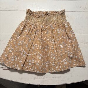 Charming Floral Kids Skirt in Tan